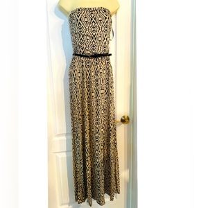 Pattern Strapless Dress